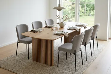 Richeto Spisegruppe Eik 210 cm med 6 Elsie Spisestoler - Eik/Lys grå - Møbler - Bord - Spisegruppe