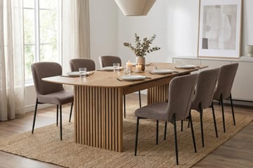 Richeto Spisegruppe Eik 240 cm med 6 Elsie Spisestoler - Eik/Grå - Møbler - Bord - Spisegruppe