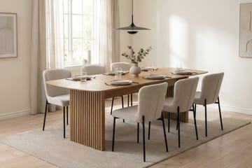 Richeto Spisegruppe Eik 240 cm med 6 Elsie Spisestoler - Eik/Hvit - Møbler - Bord - Spisegruppe