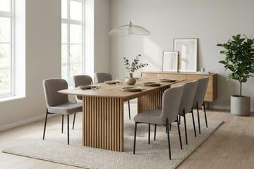 Richeto Spisegruppe Eik 240 cm med 6 Elsie Spisestoler - Eik/Lys grå - Møbler - Bord - Spisegruppe