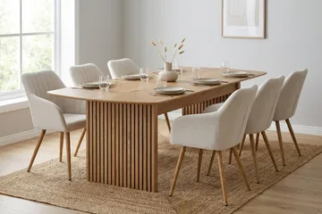 Richeto Spisegruppe Eik 240 cm med 6 Filippa spisestoler - Eik/Hvit - Møbler - Bord - Spisegruppe