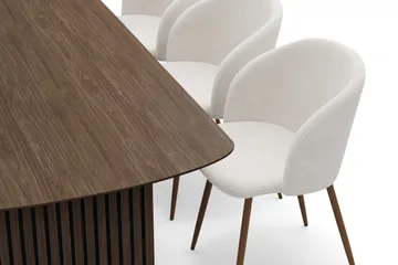 Richeto Spisegruppe med 6 Greya Spisestoler med Armlener - Røkt Eik/Hvit Bouclé - Møbler - Bord - Spisegruppe