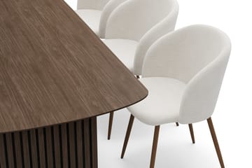 Richeto Spisegruppe med 6 Greya Spisestoler med Armlener - Røkt Eik/Hvit Bouclé - Møbler - Bord - Spisegruppe