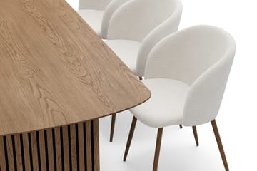 Richeto Spisegruppe med 6 Greya Spisestoler med Armlener - Røkt Eik/Hvit Bouclé - Møbler - Bord - Spisegruppe