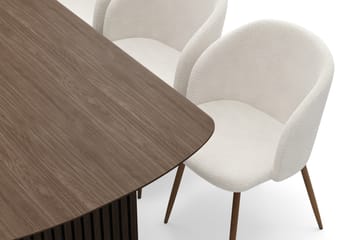 Richeto Spisegruppe med 6 Greya Spisestoler med Armlener - Røkt Eik/Hvit Bouclé - Møbler - Bord - Spisegruppe