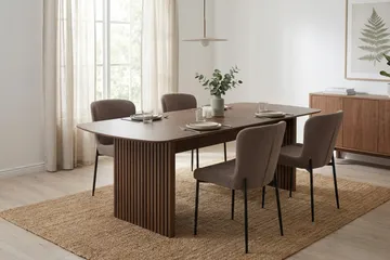 Richeto spisegruppe røkt eik 180 cm med 4 Elsie spisestoler - Røkt eik/grå - Møbler - Bord - Spisegruppe