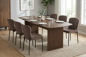 Richeto Spisegruppe Røkt Eik 210 cm med 6 Elsie Spisestoler - Røkt eik/Brun - Møbler - Bord - Spisegruppe