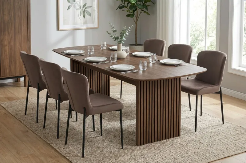 Richeto Spisegruppe Røkt Eik 210 cm med 6 Elsie Spisestoler - Røkt eik/Brun - Møbler - Bord - Spisegruppe