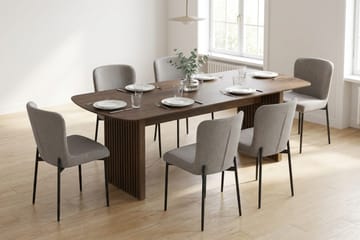 Richeto Spisegruppe Røkt Eik 210 cm med 6 Elsie Spisestoler - Røkt eik/Lys grå - Møbler - Bord - Spisegruppe