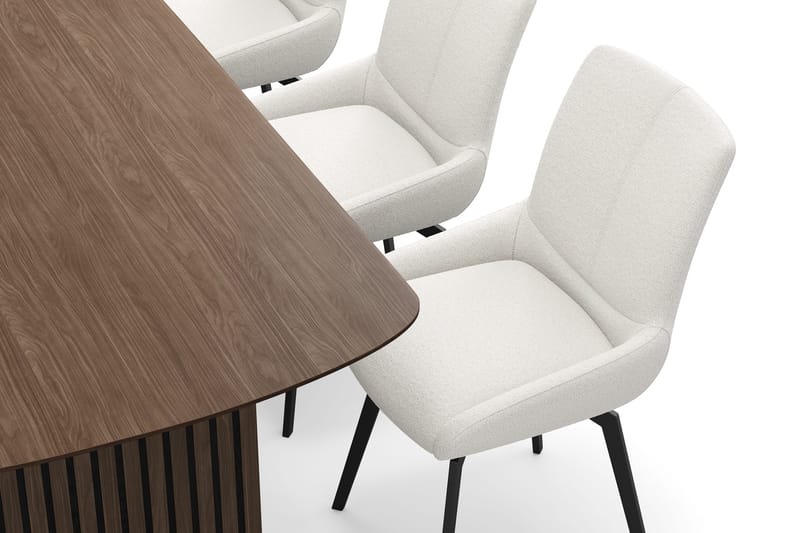 Richeto Spisegruppe Røkt Eik 210 cm med 6 Mora Snurrestoler - Røkt eik/Lys beige - Møbler - Bord - Spisegruppe