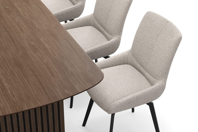 Richeto spisegruppe røkt eik 210 cm med 6 Mora snurrestoler - Røkt eik/mørkbeige - Møbler - Bord - Spisegruppe