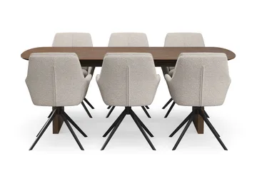 Richeto spisegruppe røkt eik 210 cm med 6 Torsby snurrestoler - Røkt eik - Møbler - Bord - Spisegruppe
