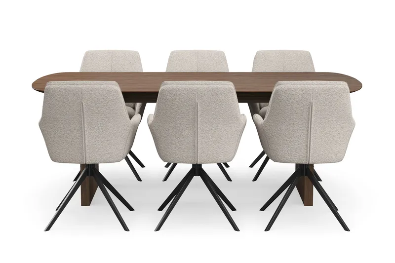 Richeto spisegruppe røkt eik 210 cm med 6 Torsby snurrestoler - Røkt eik - Møbler - Bord - Spisegruppe