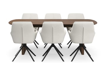 Richeto Spisegruppe Røkt Eik 210 cm med 6 Torsby Snurrestoler - Røkt eik/Lys beige - Møbler - Bord - Spisegruppe