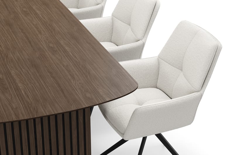 Richeto Spisegruppe Røkt Eik 210 cm med 6 Torsby Snurrestoler - Røkt eik/Lys beige - Møbler - Bord - Spisegruppe