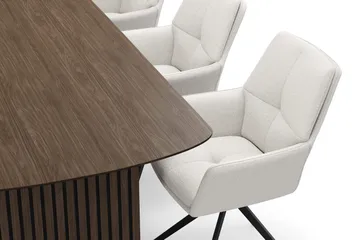 Richeto spisegruppe røkt eik 210 cm med 6 Torsby snurrestoler - Røkt eik/lysbeige - Møbler - Bord - Spisegruppe