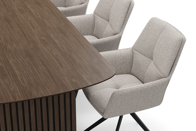 Richeto Spisegruppe Røkt Eik 210 cm med 6 Torsby Snurrestoler - Røkt eik/Mørk beige - Møbler - Bord - Spisegruppe