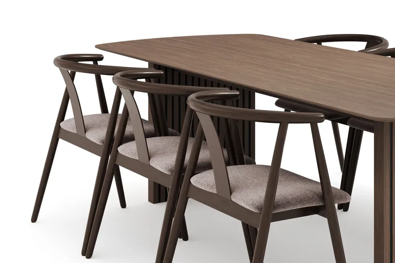 Richeto Spisegruppe Røkt Eik 240 cm med 6 Cytie Spisestoler med armlener - Røyket Eik - Møbler - Bord - Spisegruppe