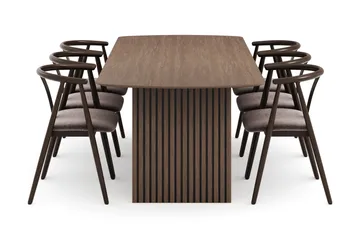 Richeto Spisegruppe Røkt Eik 240 cm med 6 Cytie Spisestoler med armlener - Røyket Eik - Møbler - Bord - Spisegruppe