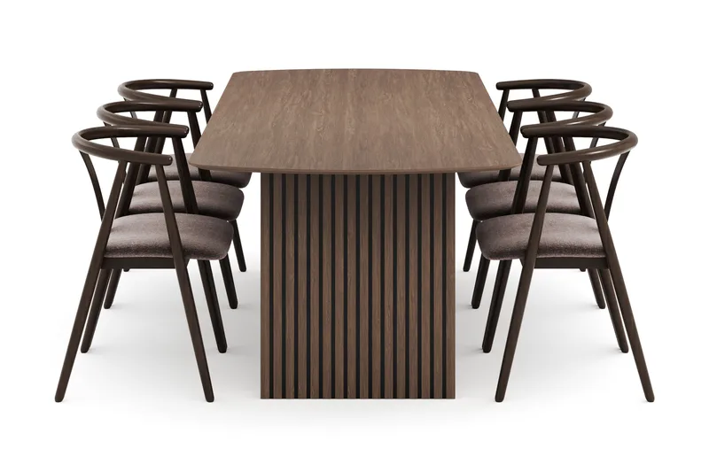 Richeto Spisegruppe Røkt Eik 240 cm med 6 Cytie Spisestoler med armlener - Røyket Eik - Møbler - Bord - Spisegruppe