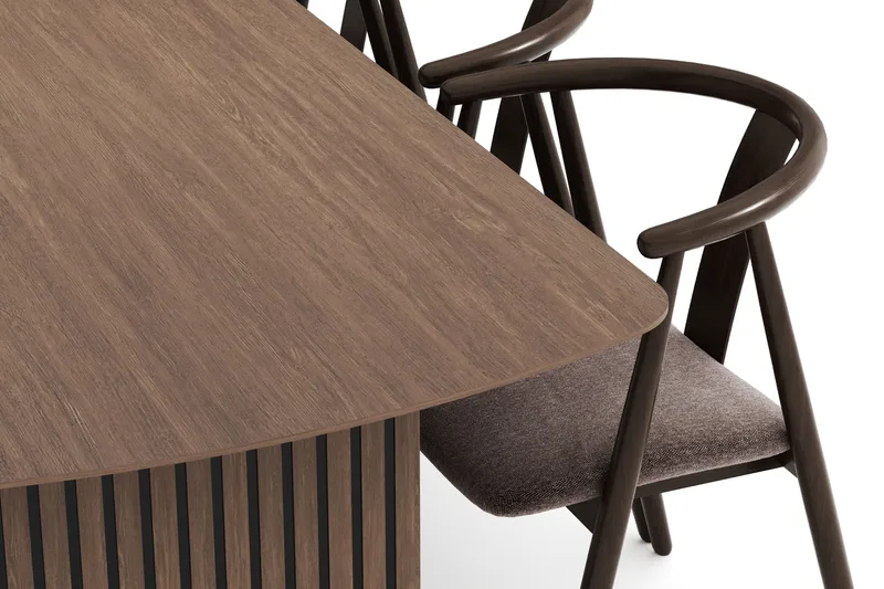 Richeto Spisegruppe Røkt Eik 240 cm med 6 Cytie Spisestoler med armlener - Røyket Eik - Møbler - Bord - Spisegruppe