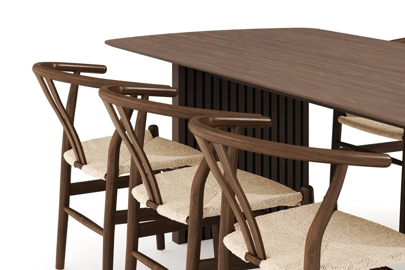 Richeto Spisegruppe Røkt Eik 240 cm med 6 Dastoori Spisestoler - Røyket Eik - Møbler - Bord - Spisegruppe