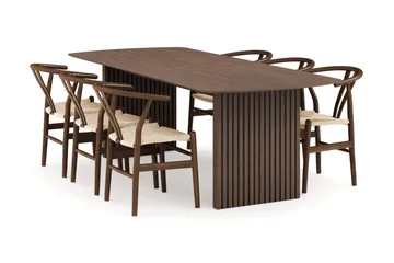 Richeto Spisegruppe Røkt Eik 240 cm med 6 Dastoori Spisestoler - Røyket Eik - Møbler - Bord - Spisegruppe