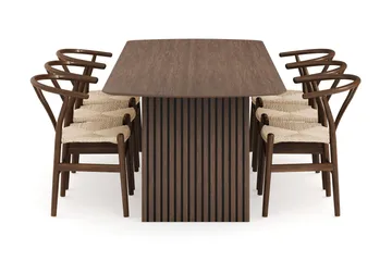 Richeto Spisegruppe Røkt Eik 240 cm med 6 Dastoori Spisestoler - Røyket Eik - Møbler - Bord - Spisegruppe