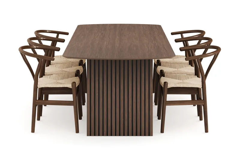 Richeto Spisegruppe Røkt Eik 240 cm med 6 Dastoori Spisestoler - Røyket Eik - Møbler - Bord - Spisegruppe