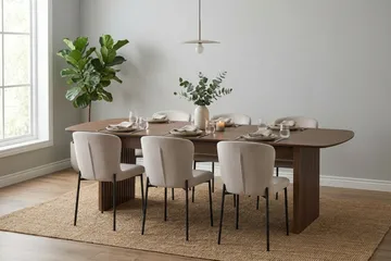 Richeto Spisegruppe Røkt Eik 240 cm med 6 Elsie Spisestoler - Røkt eik/Beige - Møbler - Bord - Spisegruppe