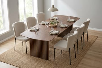 Richeto Spisegruppe Røkt Eik 240 cm med 6 Elsie Spisestoler - Røkt eik/Hvit - Møbler - Bord - Spisegruppe