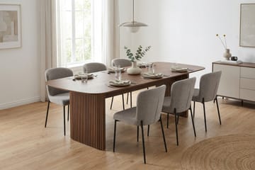 Richeto Spisegruppe Røkt Eik 240 cm med 6 Elsie Spisestoler - Røkt eik/Lys grå - Møbler - Bord - Spisegruppe