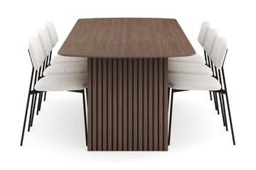 Richeto Spisegruppe Røkt Eik 240 cm med 6 Lowe Spisestoler - Røyket Eik - Møbler - Bord - Spisegruppe