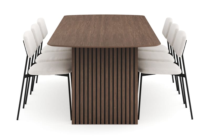 Richeto Spisegruppe Røkt Eik 240 cm med 6 Lowe Spisestoler - Røyket Eik - Møbler - Bord - Spisegruppe