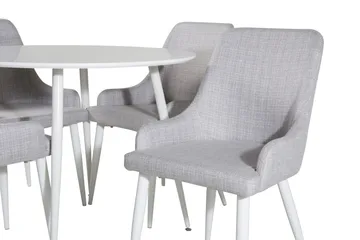 Ridones Spisegruppe 100 cm Rund inkl. 4 Ridones Stoler - Hvit/Grå - Møbler - Bord - Spisegruppe