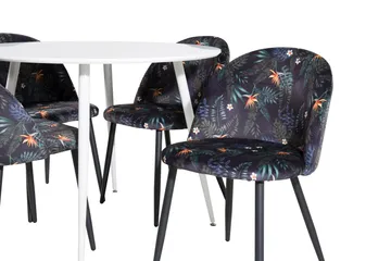 Ridones Spisegruppe 100 cm Rund inkl. 4 Sedavi Stoler - Hvit/Blå/Svart - Møbler - Bord - Spisegruppe