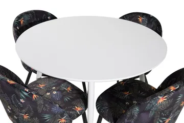 Ridones Spisegruppe 100 cm Rund inkl. 4 Sedavi Stoler - Hvit/Blå/Svart - Møbler - Bord - Spisegruppe