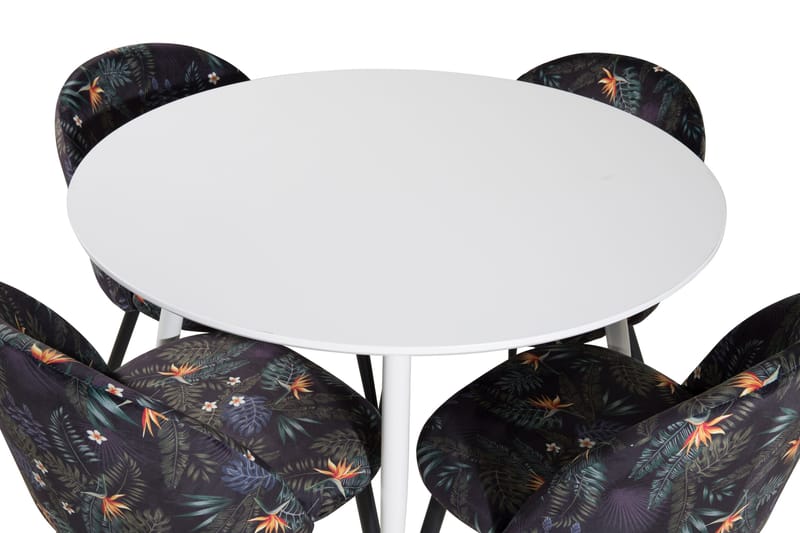 Ridones Spisegruppe 100 cm Rund inkl. 4 Sedavi Stoler - Hvit/Blå/Svart - Møbler - Bord - Spisegruppe