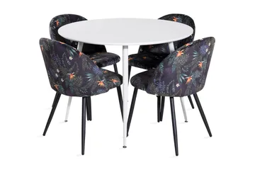 Ridones Spisegruppe 100 cm Rund inkl. 4 Sedavi Stoler - Hvit/Blå/Svart - Møbler - Bord - Spisegruppe