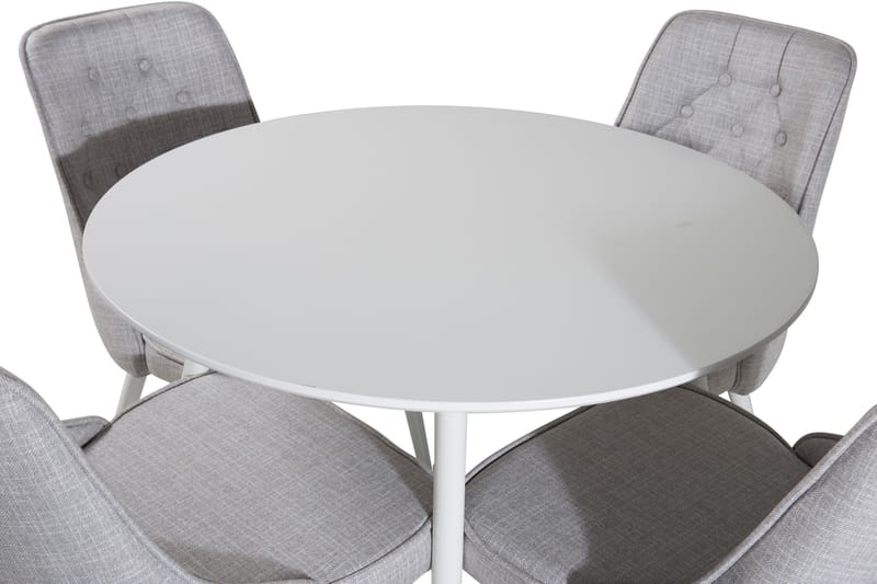 Ridones Spisegruppe 100 cm Rund inkl. 4 Valera Stoler - Hvit/Grå - Møbler - Bord - Spisegruppe