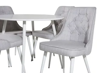 Ridones Spisegruppe 100 cm Rund inkl. 4 Valera Stoler - Hvit/Grå - Møbler - Bord - Spisegruppe