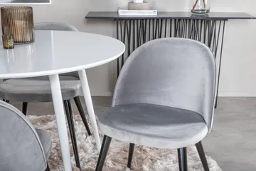 Ridones Spisegruppe 100 cm Rund inkl. 4 Valerie Fløyelsstole - Hvit/Lysegrå - Møbler - Bord - Spisegruppe
