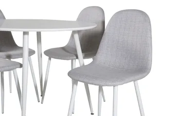 Ridones Spisegruppe 100 cm Rund inkl. 4 Ypas Stoler - Hvit/Grå - Møbler - Bord - Spisegruppe