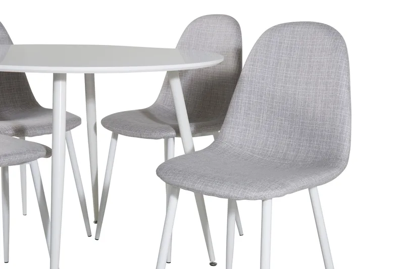 Ridones Spisegruppe 100 cm Rund inkl. 4 Ypas Stoler - Hvit/Grå - Møbler - Bord - Spisegruppe