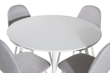 Ridones Spisegruppe 100 cm Rund inkl. 4 Ypas Stoler - Hvit/Grå - Møbler - Bord - Spisegruppe
