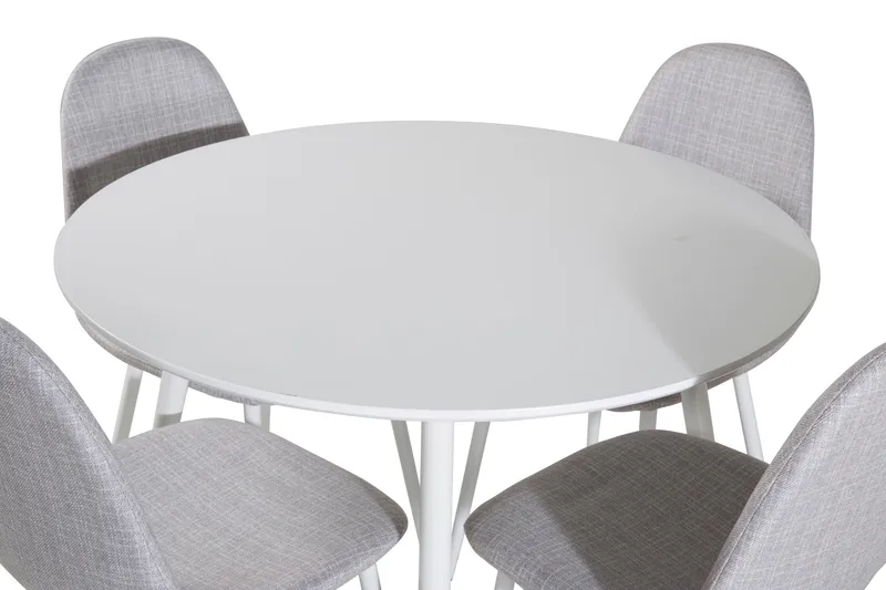 Ridones Spisegruppe 100 cm Rund inkl. 4 Ypas Stoler - Hvit/Grå - Møbler - Bord - Spisegruppe