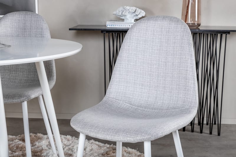Ridones Spisegruppe 100 cm Rund inkl. 4 Ypas Stoler - Hvit/Grå - Møbler - Bord - Spisegruppe