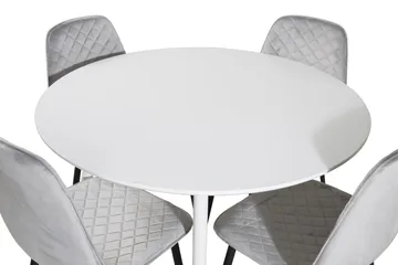 Ridones Spisegruppe 100 cm Rund inkl. 4 Ypas Stoler - Hvit/Grå/Svart - Møbler - Bord - Spisegruppe