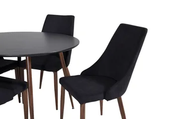 Ridones spisegruppe rund inkl. 4 Campomar stoler - Svart/Brun - Møbler - Bord - Spisegruppe
