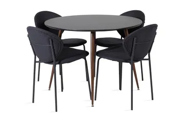 Ridones spisegruppe rund inkl. 4 Moncoll stoler - Svart/Brun - Møbler - Bord - Spisegruppe